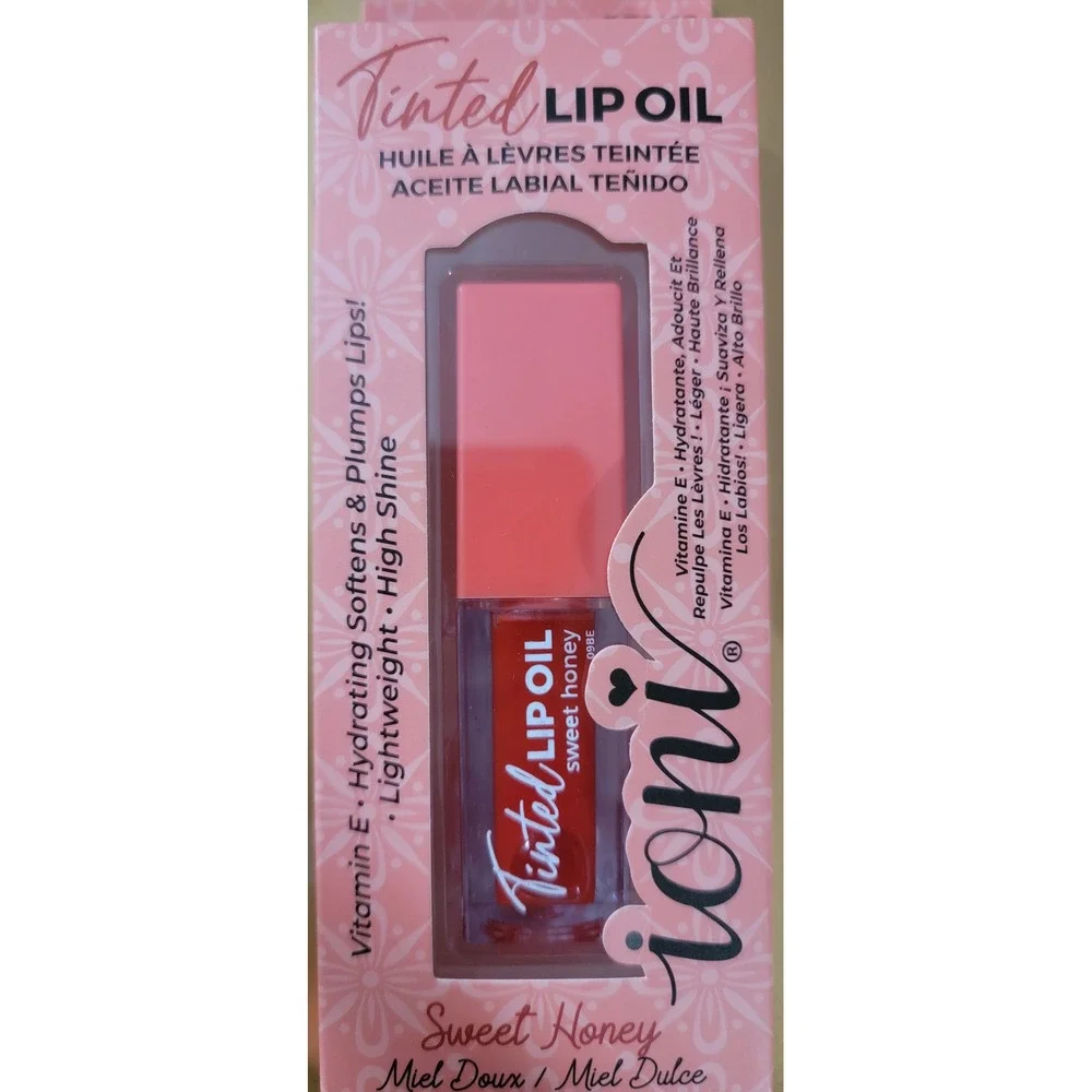 Ioni Tinted Lip Oil Sweet Honey Vitamin E High Shine Hydrating Plumping 2 Pack